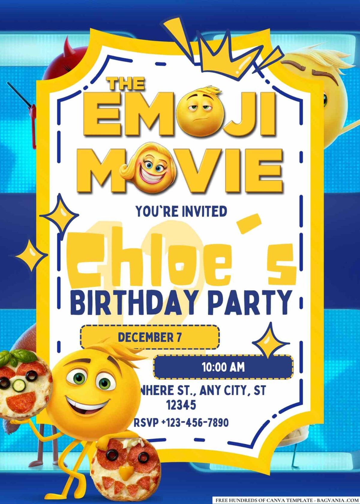 FREE Editable The Emoji Movie Birthday Invitations