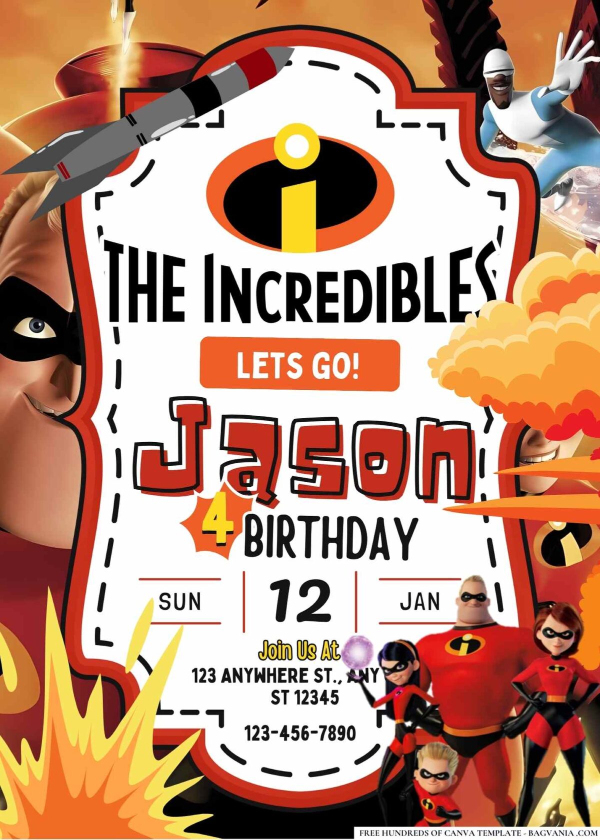 FREE Editable The Incredibles Birthday Invitations