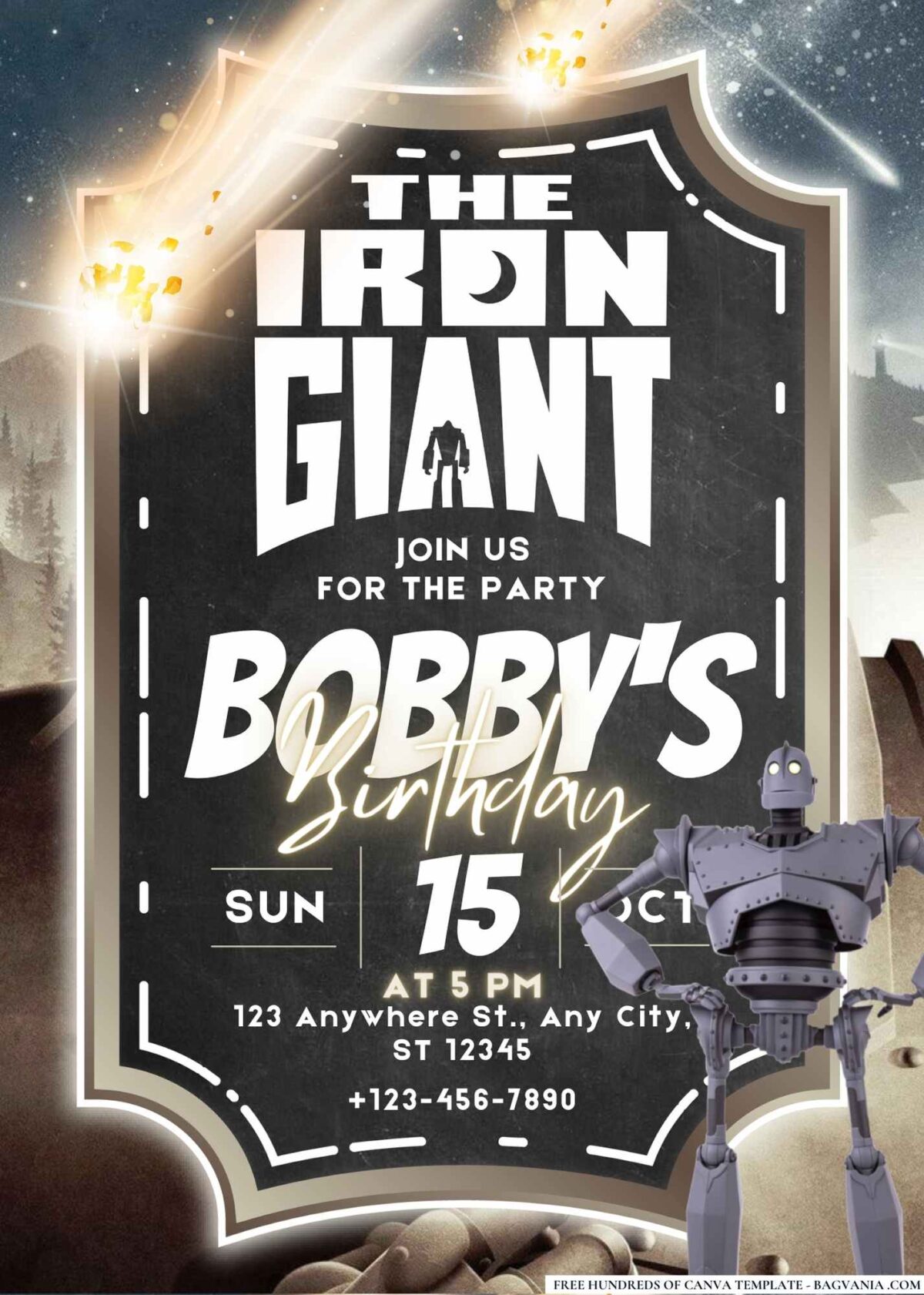 FREE Editable The Iron Giant Birthday Invitations