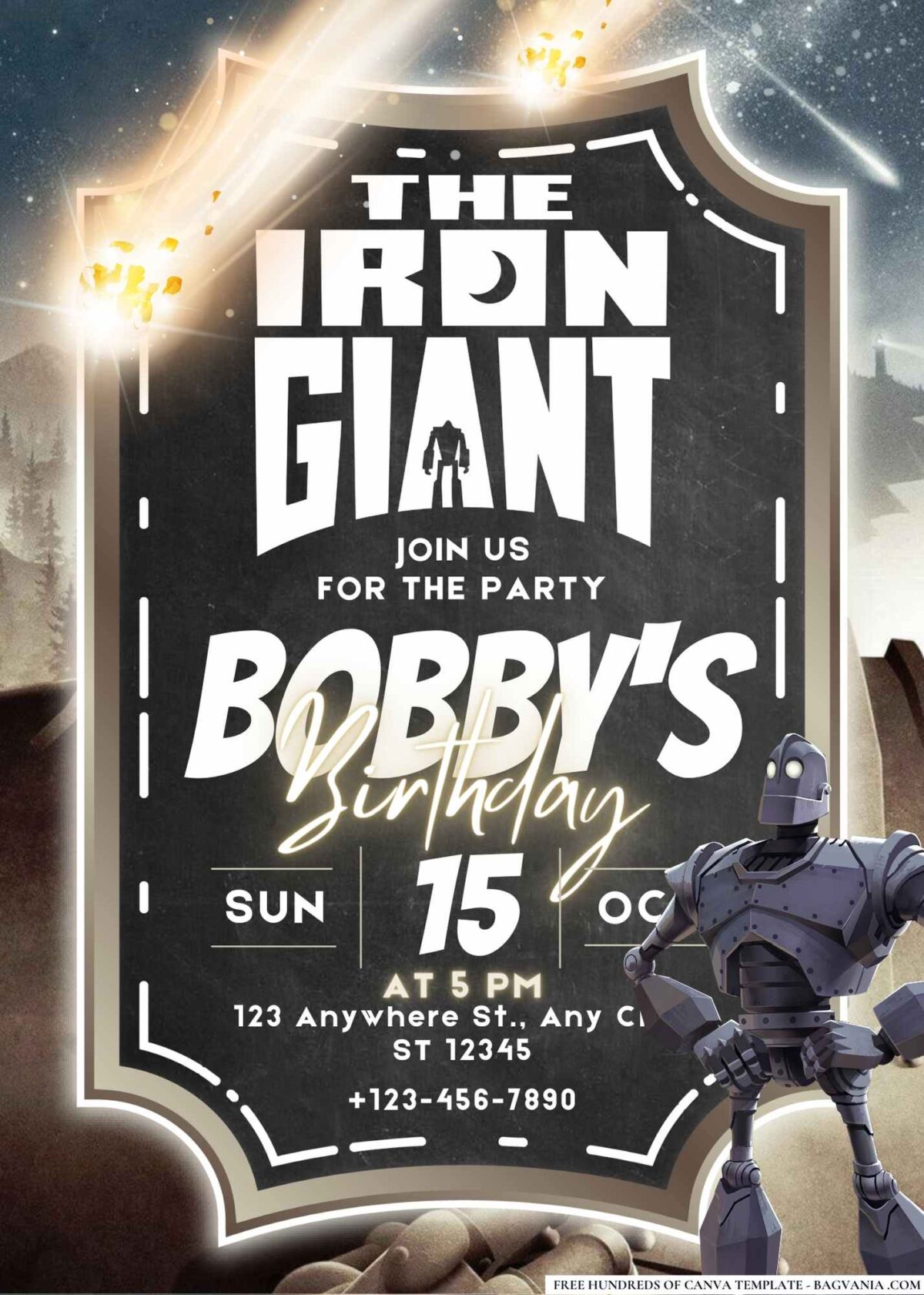 FREE Editable The Iron Giant Birthday Invitations