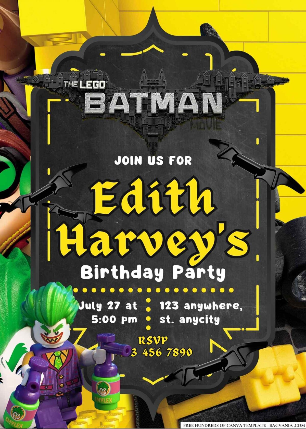 FREE Editable The Lego Batman Movie Birthday Invitations
