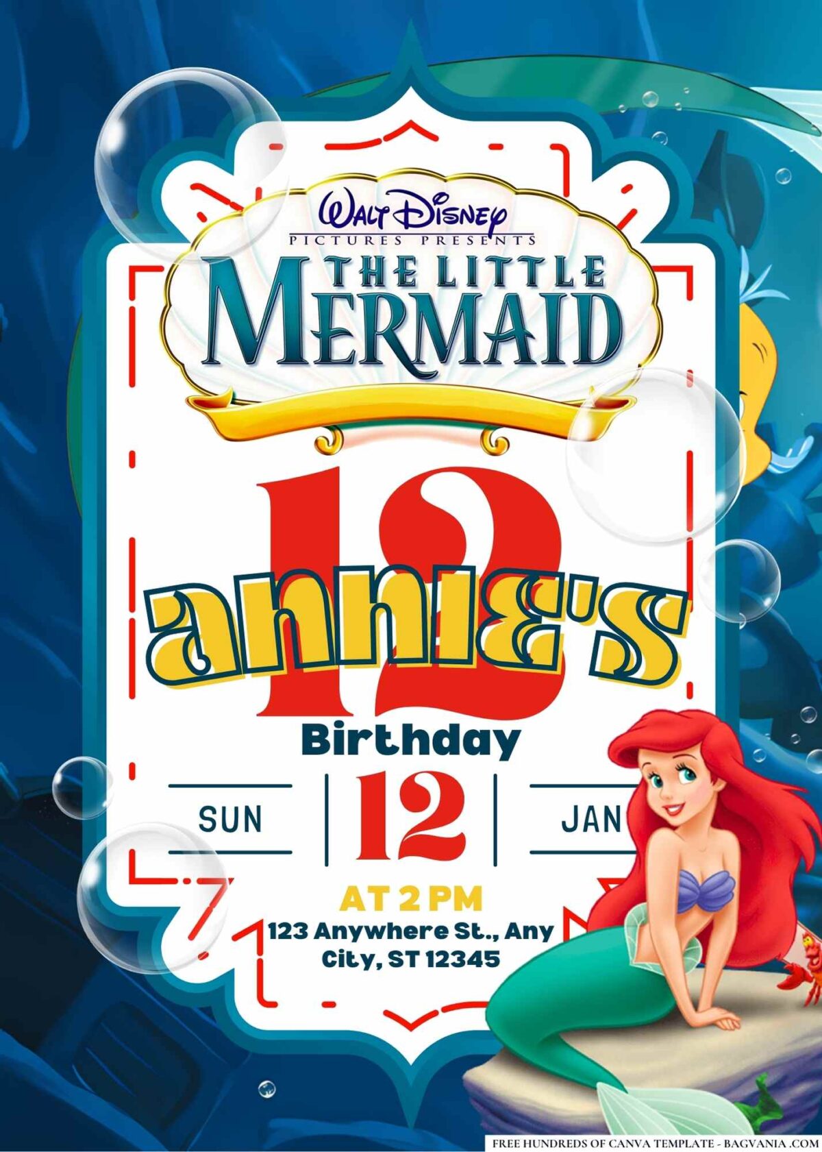 FREE Editable Little Mermaid Birthday Invitations