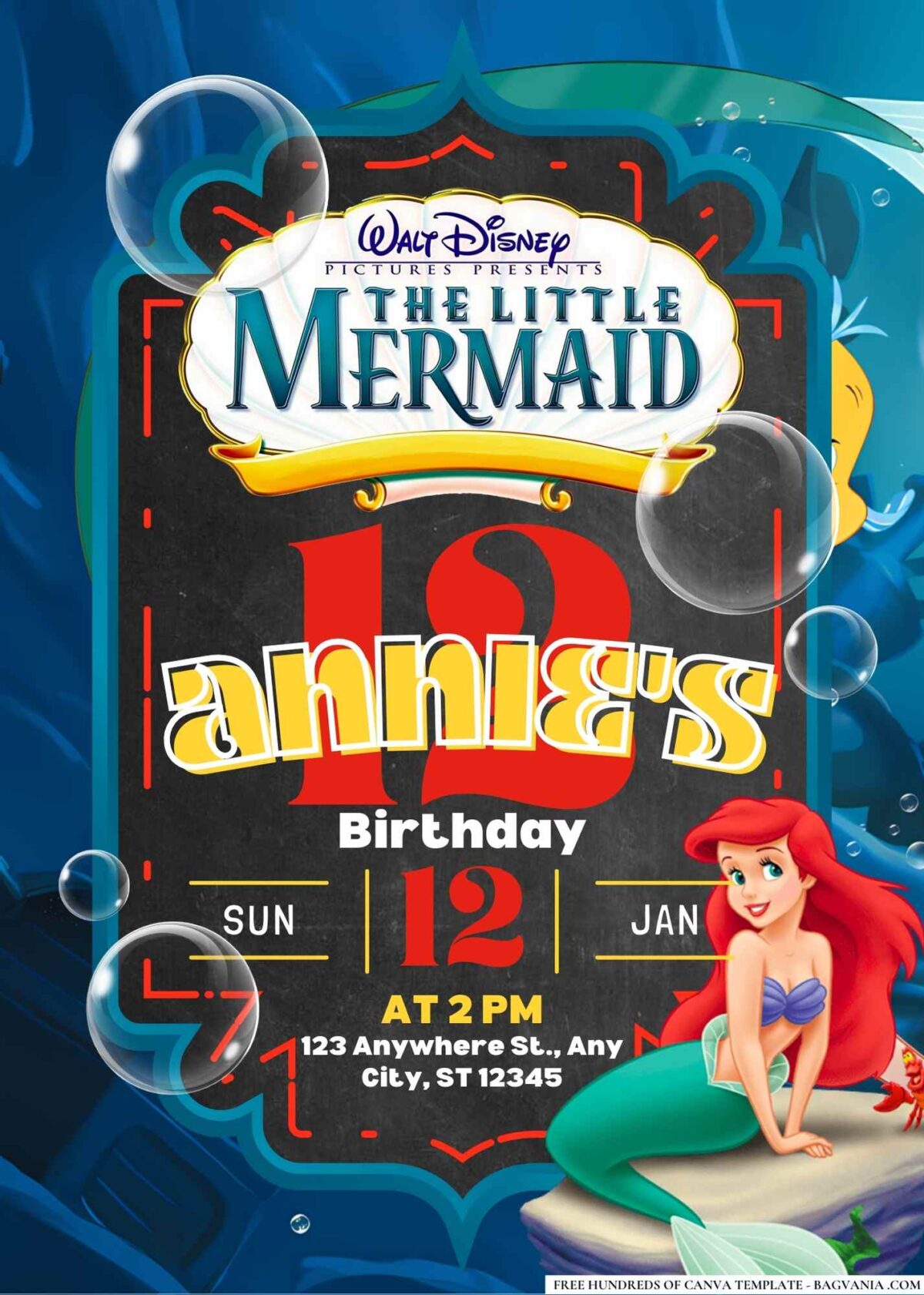 FREE Editable Little Mermaid Birthday Invitations