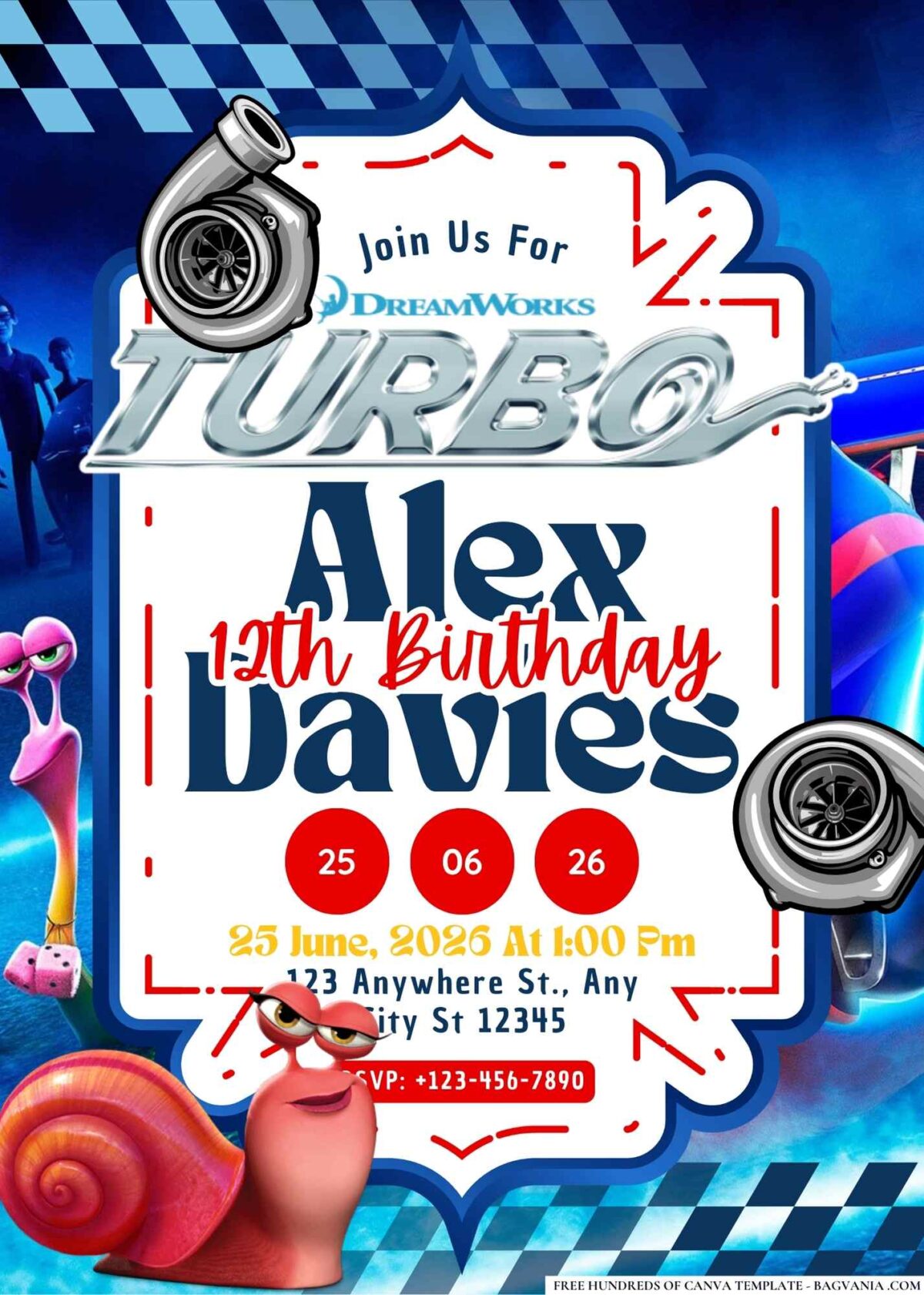 FREE Editable Turbo Birthday Invitations