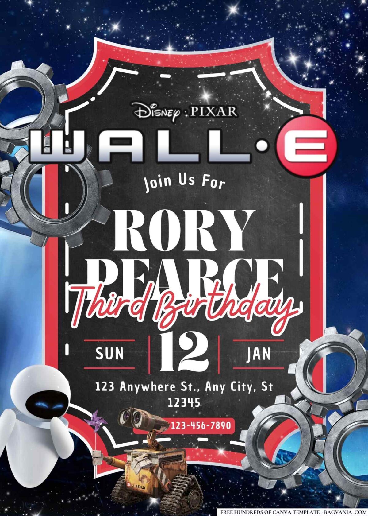 FREE Editable WALL·E Birthday Invitations