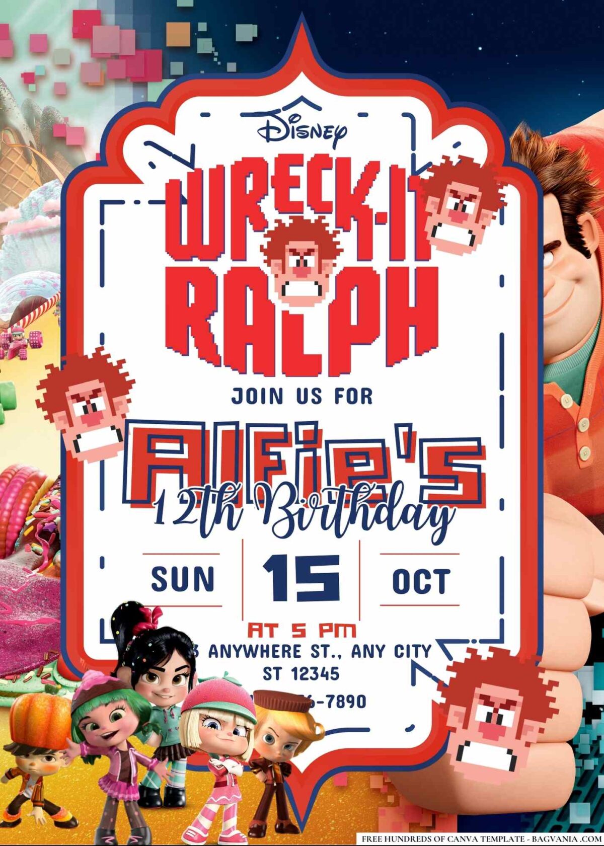 FREE Editable Wreck-It Ralph Birthday Invitations
