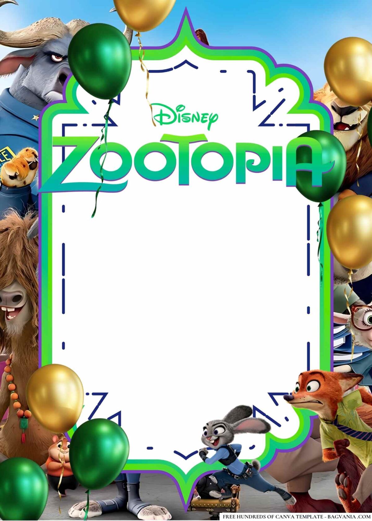 FREE Editable Zootopia Birthday Invitations