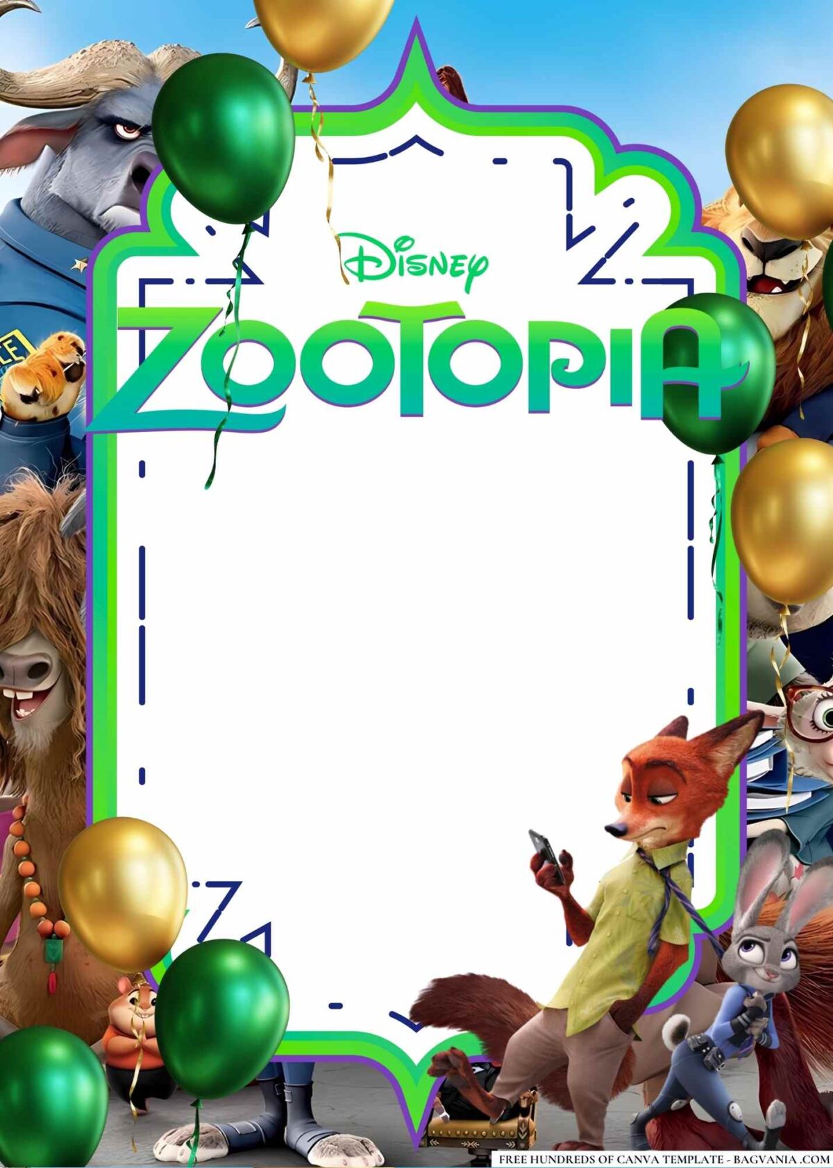 FREE Editable Zootopia Birthday Invitations