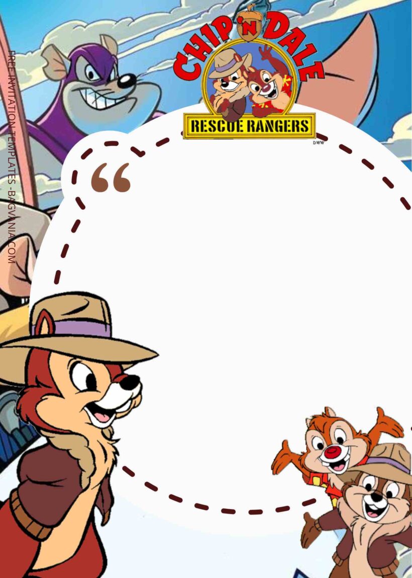 FREE Chip n Dale Rescue Rangers Birthday Invitation Templates
