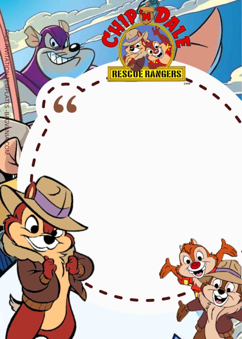 FREE Chip n Dale Rescue Rangers Birthday Invitation Templates