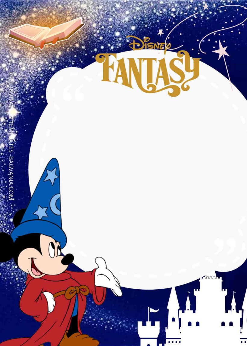 FREE Disney Fantasia Birthday Invitation Templates