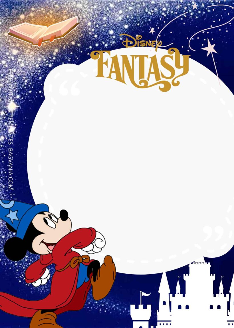 FREE Disney Fantasia Birthday Invitation Templates