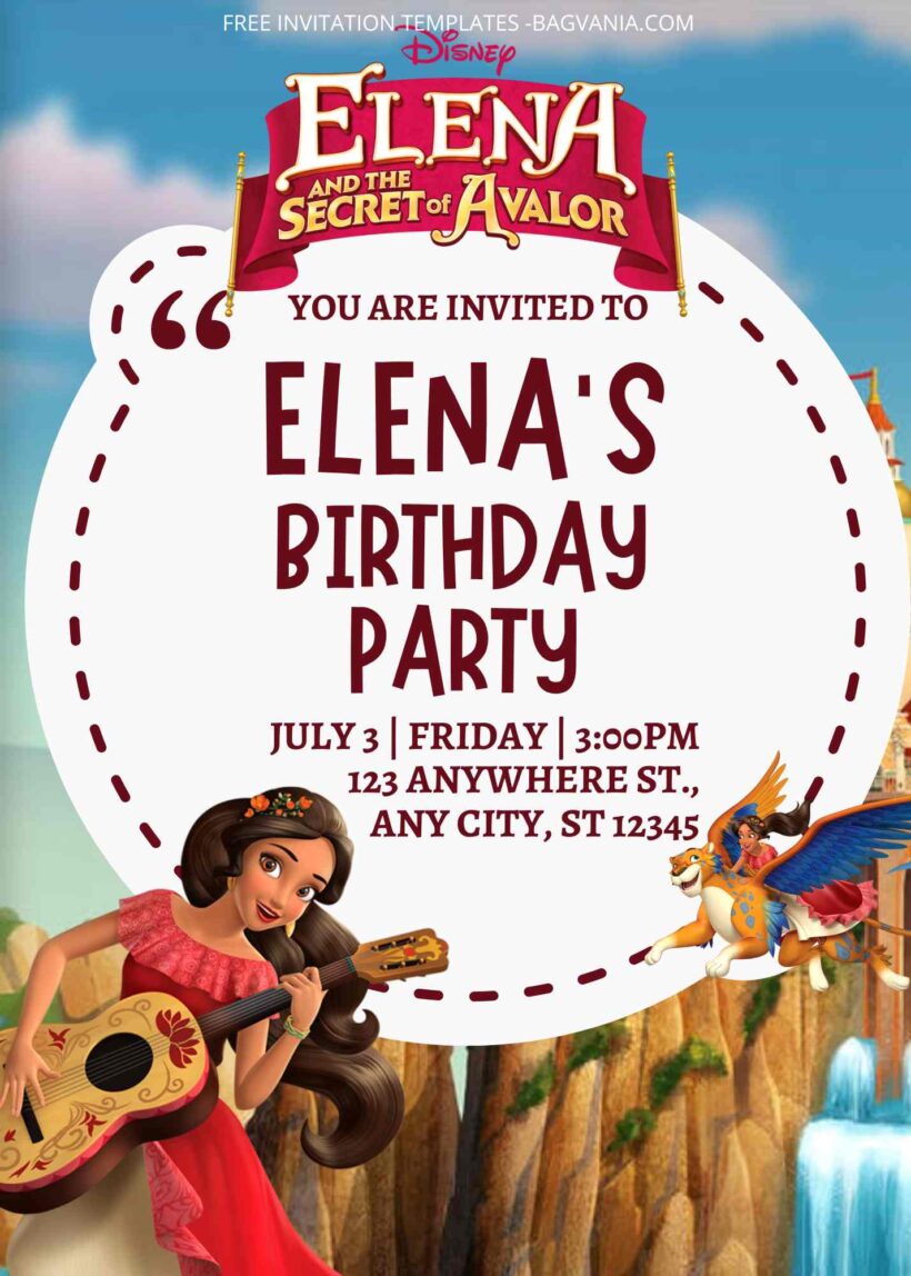 FREE Elena of Avalor Birthday Invitation Templates