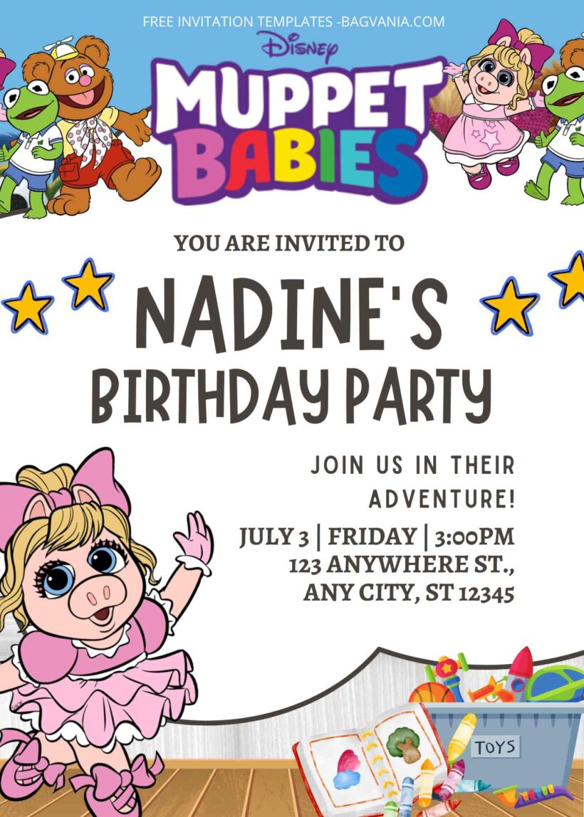 FREE Muppet Babies Birthday Invitation Templates