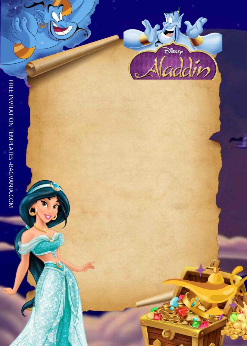 FREE Princess Jasmine Birthday Invitation Templates