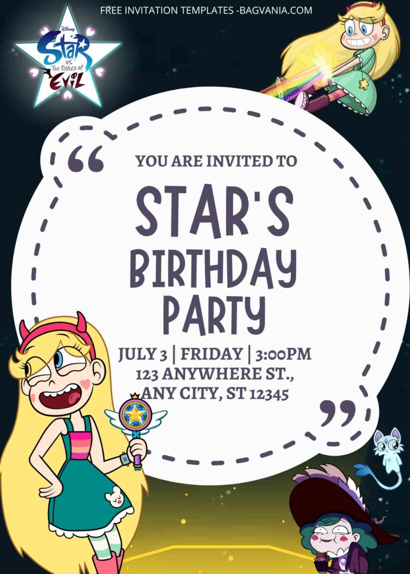 FREE Star vs The Force of Evil Birthday Invitation Templates