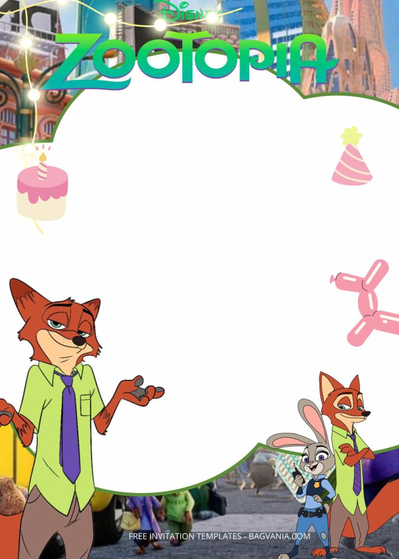 FREE Zootopia Birthday Invitation Templates