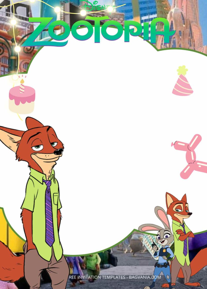 FREE Zootopia Birthday Invitation Templates