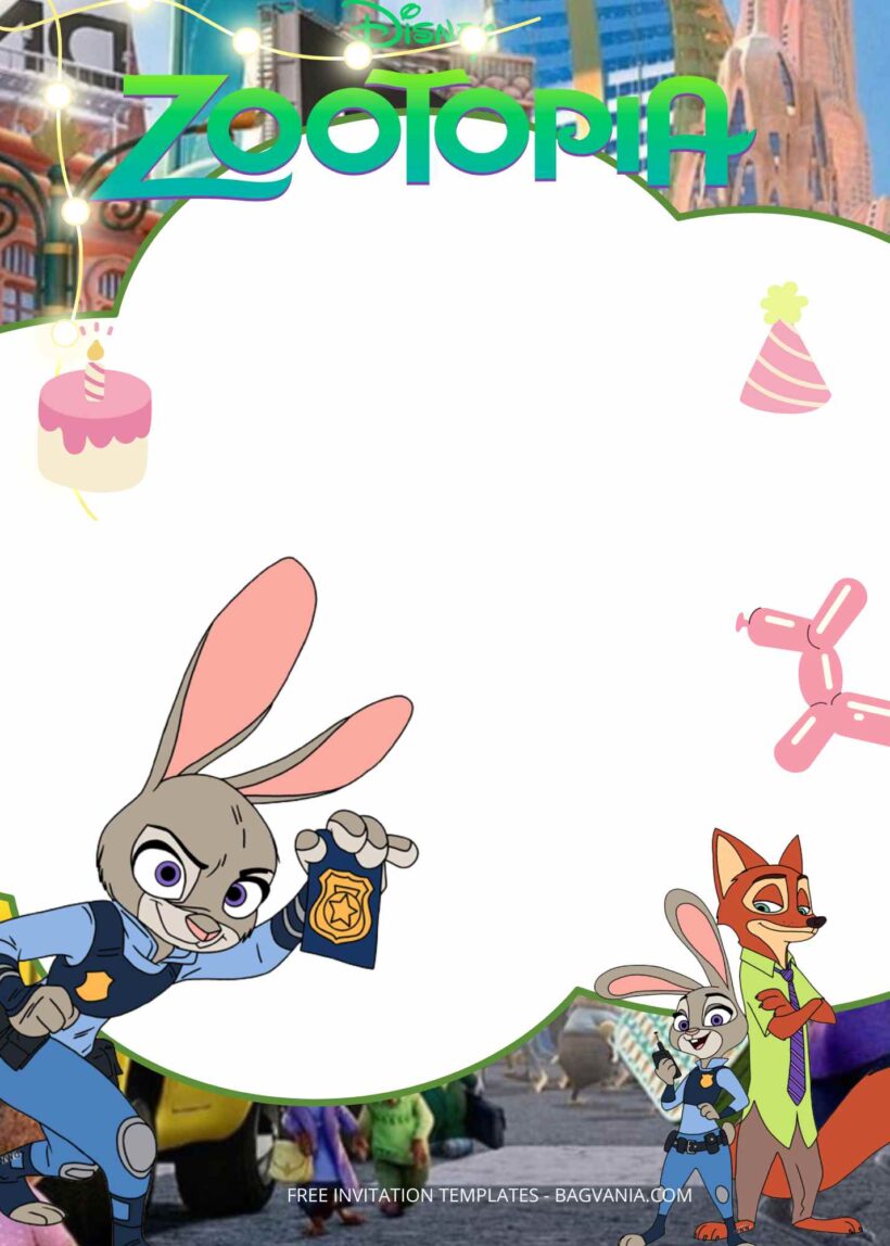 FREE Zootopia Birthday Invitation Templates