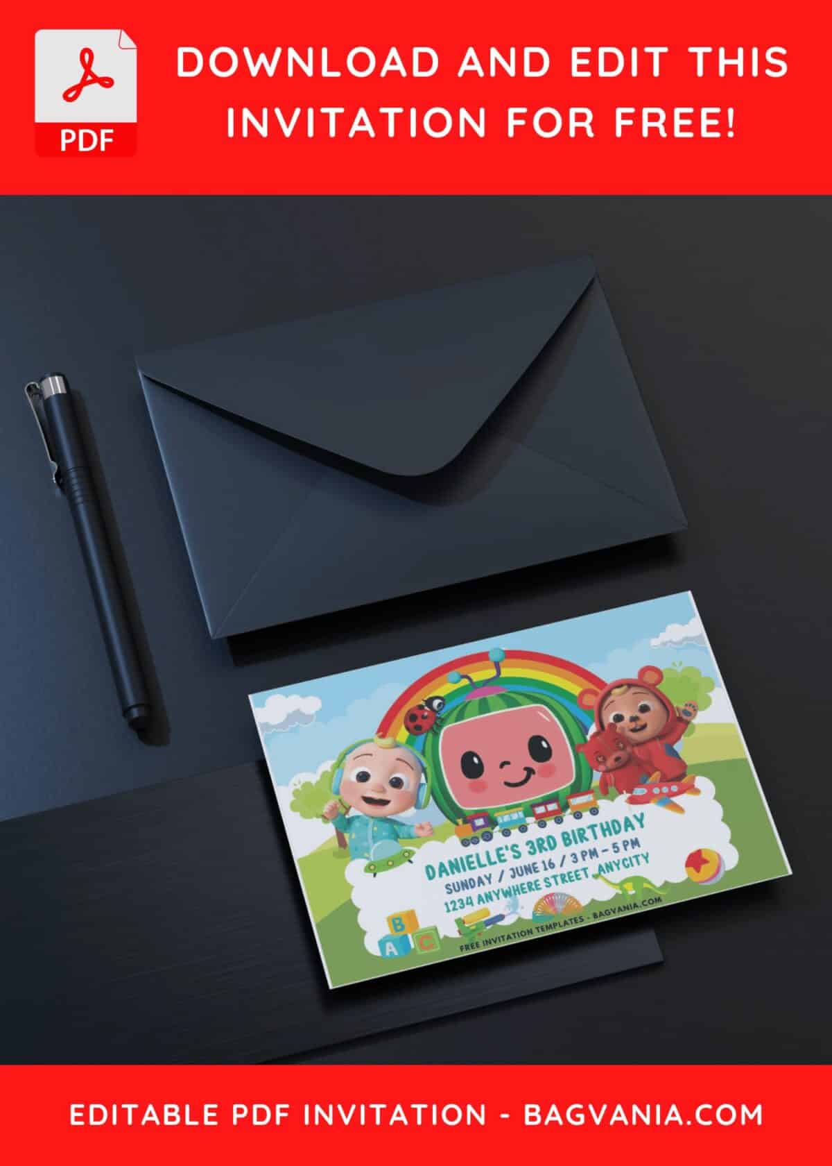 Cocomelon & Toys Birthday Invitation with 