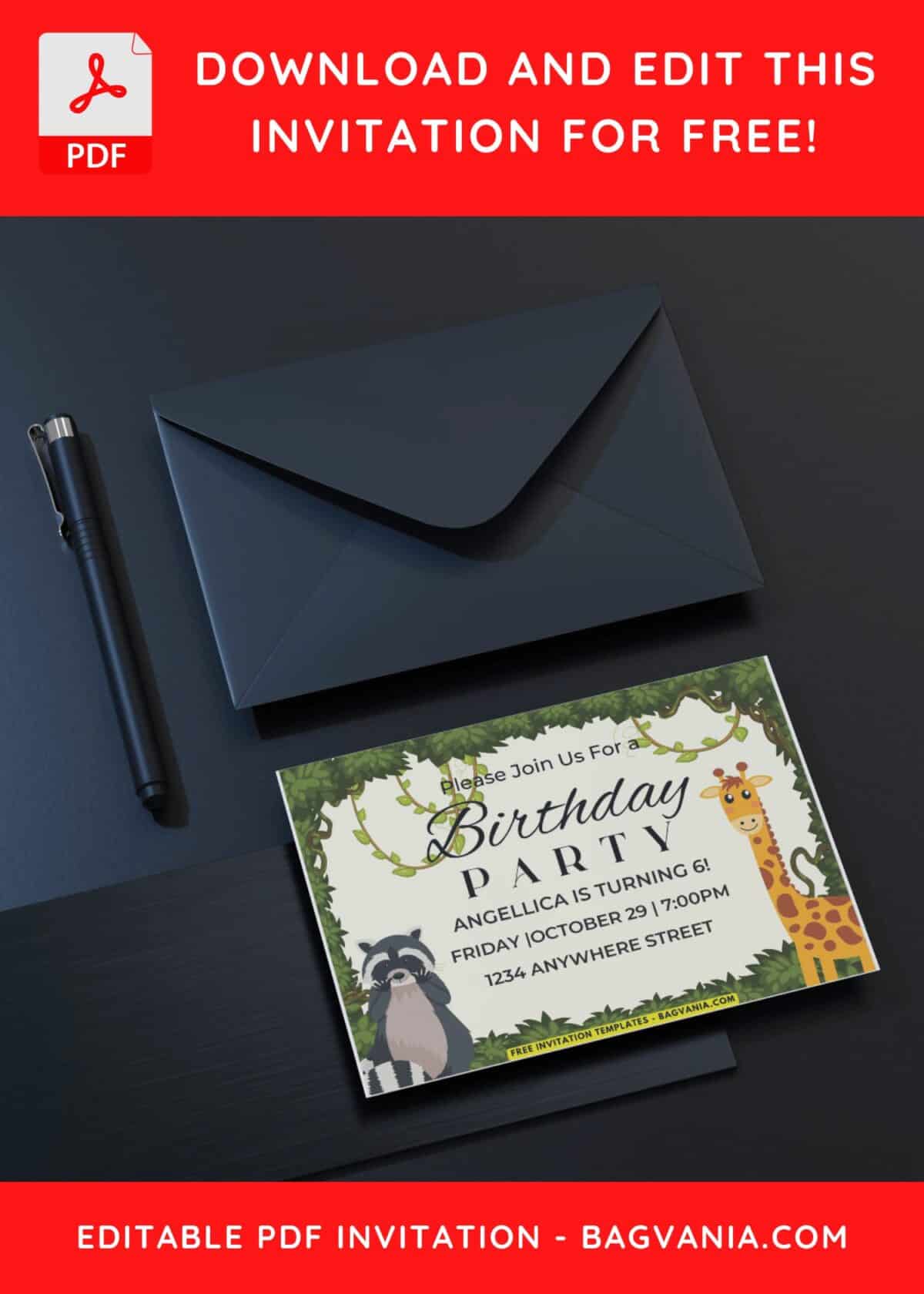 Woodland Birthday Bash Invitation with trailing trees