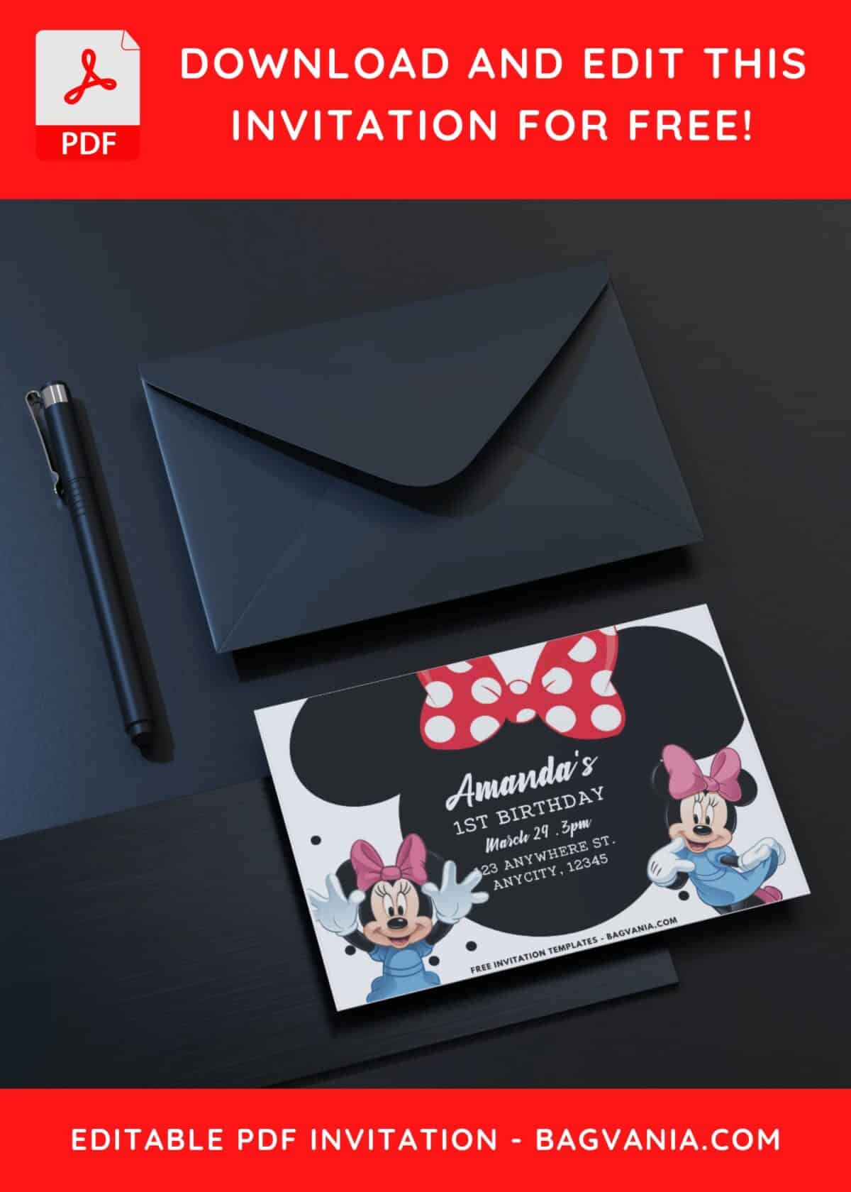 Minnie Ears Birthday Invitation 