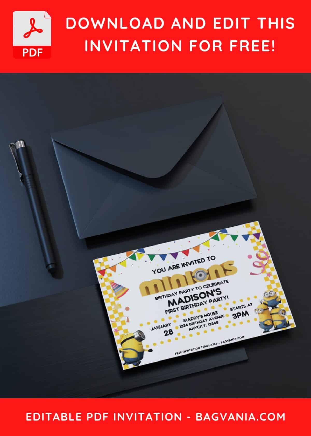 Kids Invitation With Minions Theme