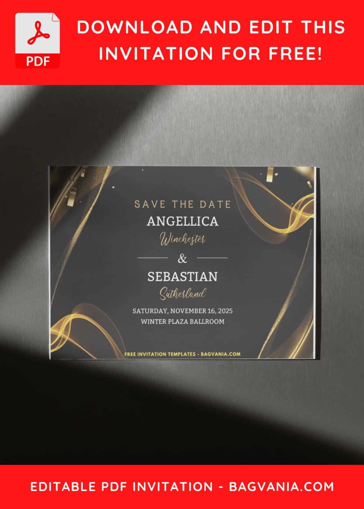 Beautiful Gold Swirl Wedding Invitation with