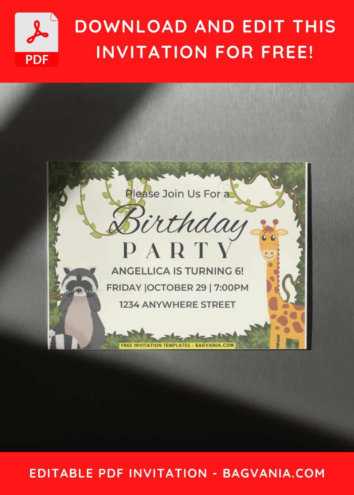 Woodland Birthday Bash Invitation with editable text