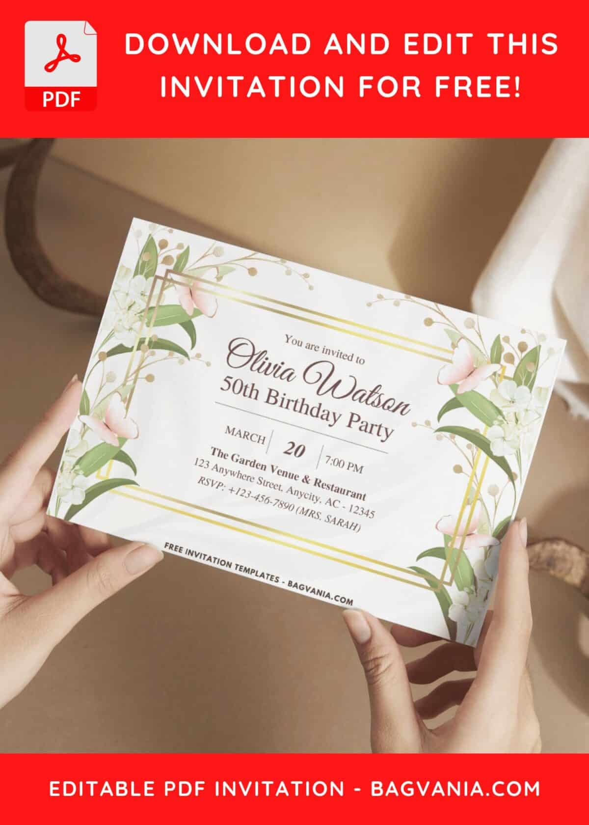 Watercolor floral theme invitation