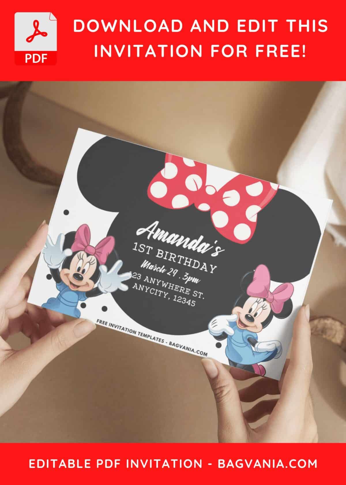 Minnie Ears Birthday Invitation with polka dots