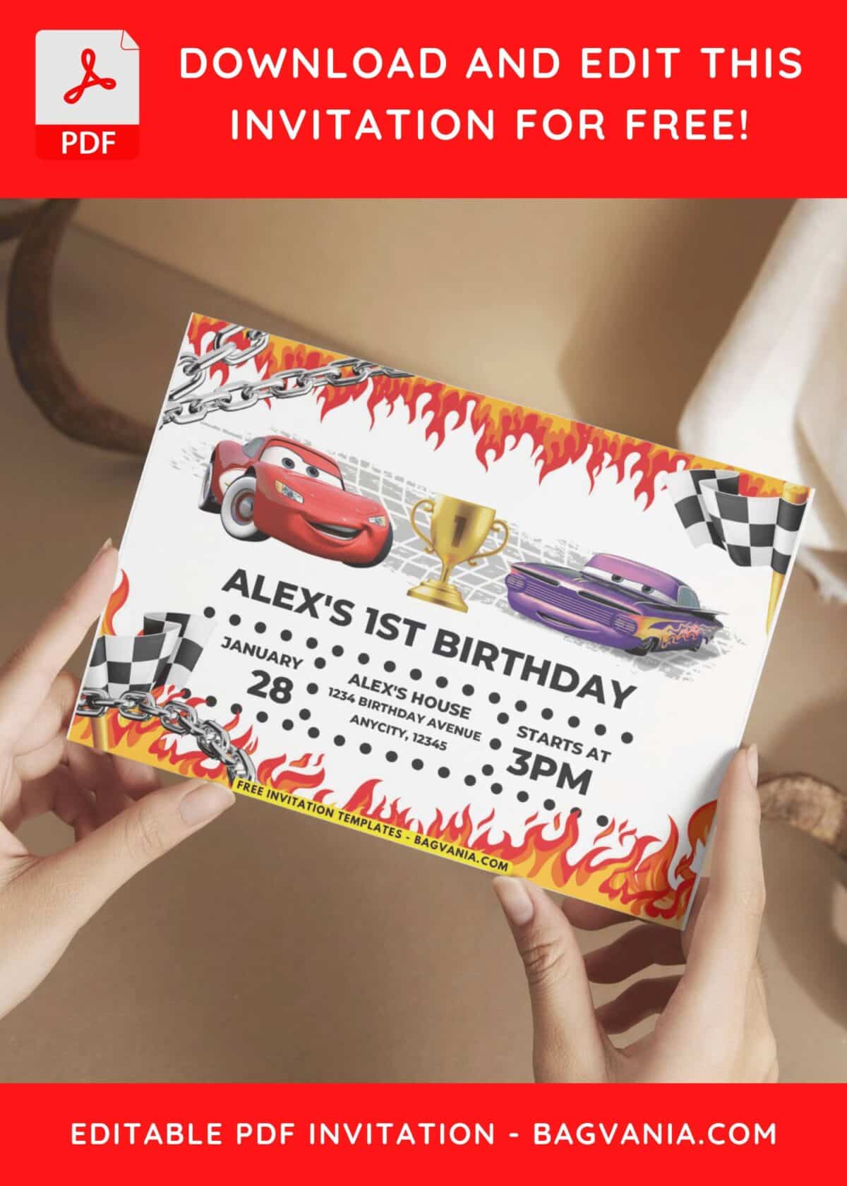 Pixar Cars Birthday Invitation 