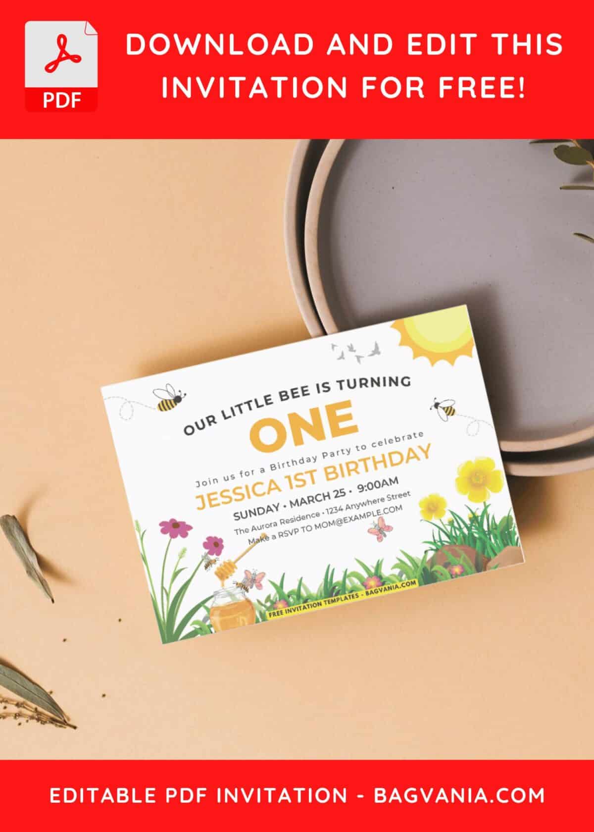 Bee Invitation With Garden Background