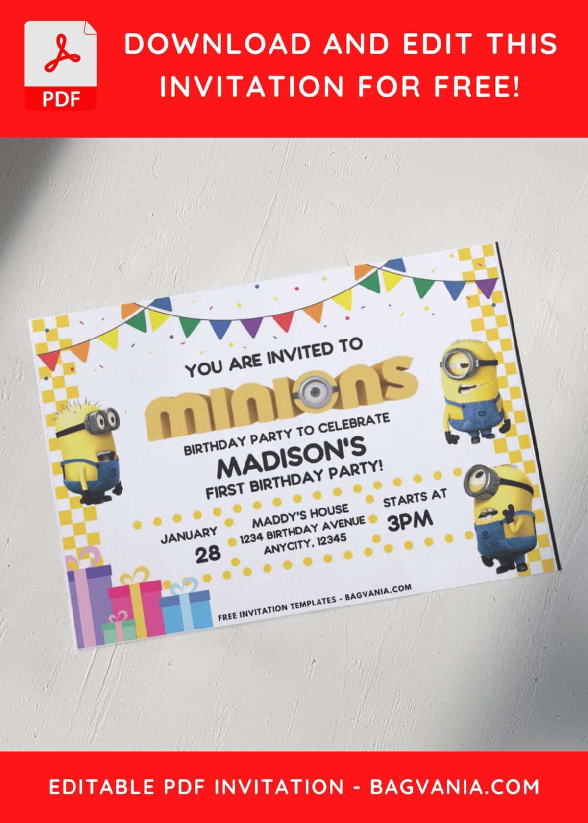 Birthday Gift Boxes Minion Invitation