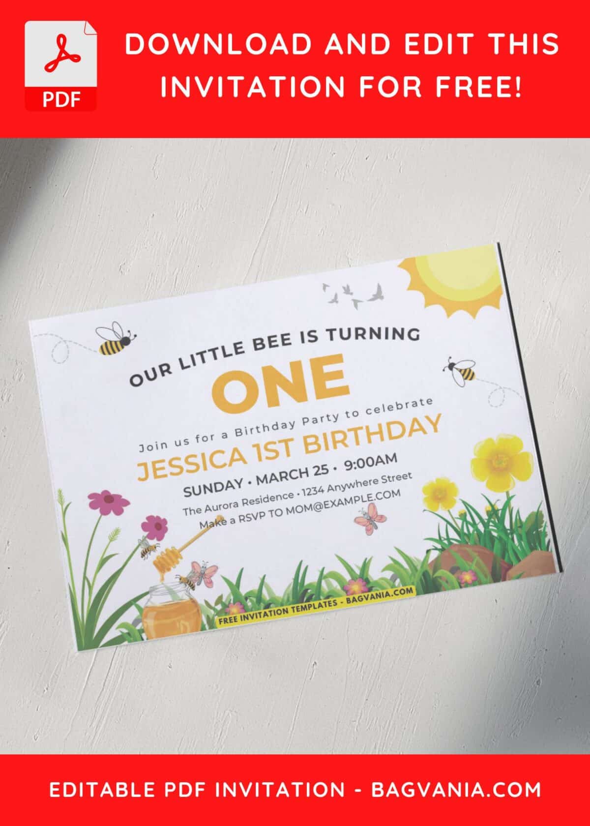 Preview Of Little Bee 1st Invitation