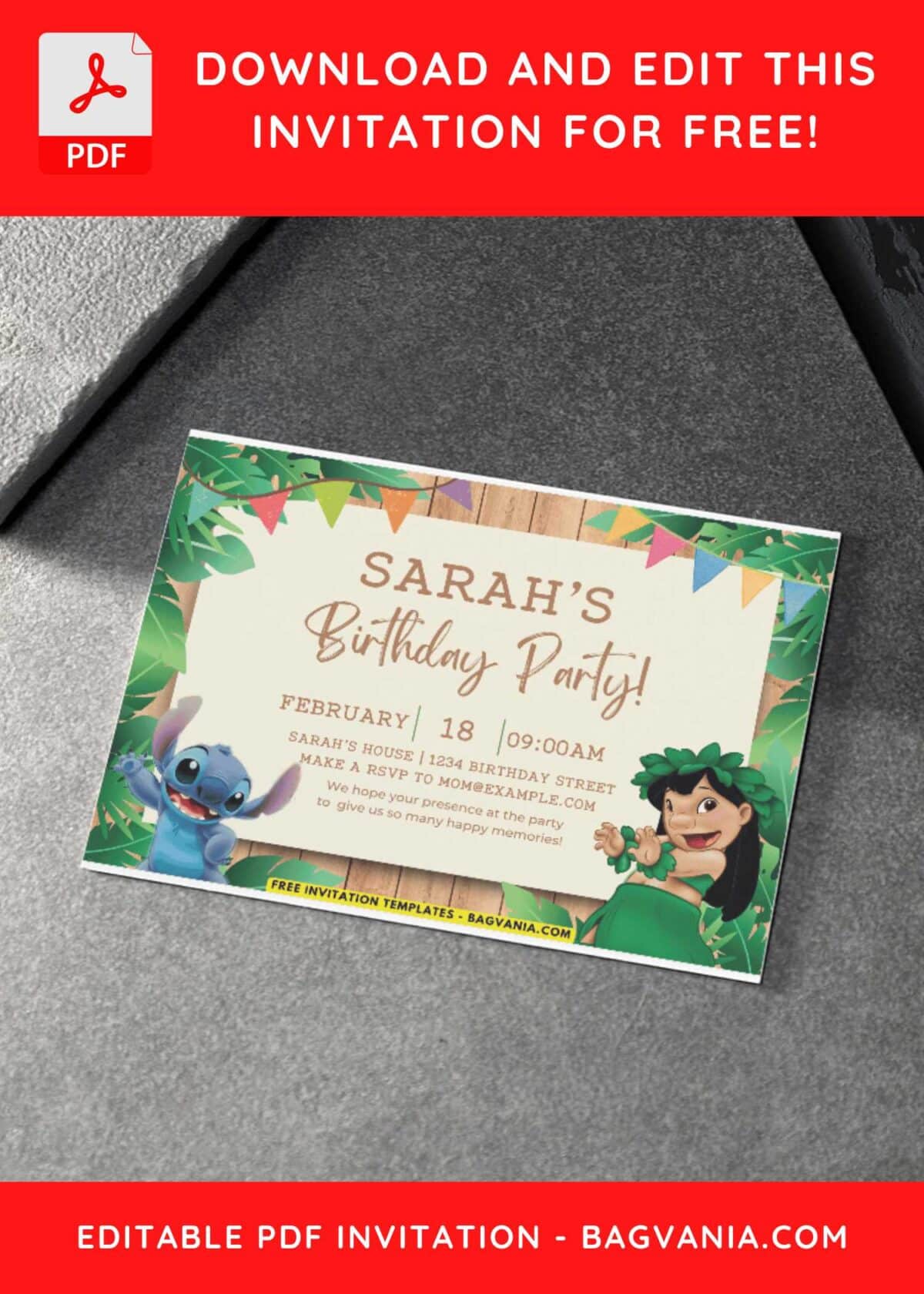 Kids Invitation With Lilo Stitch theme