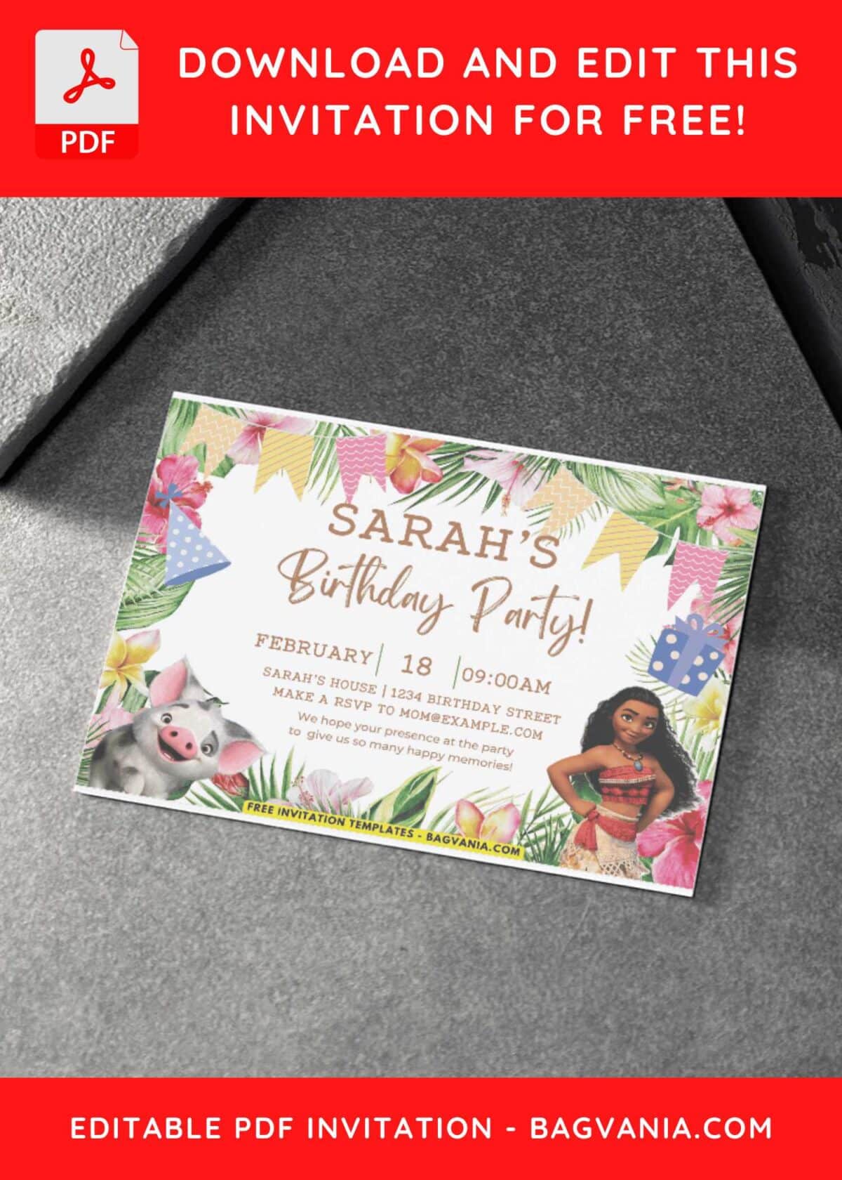 Summer Greenery Invitation Moana