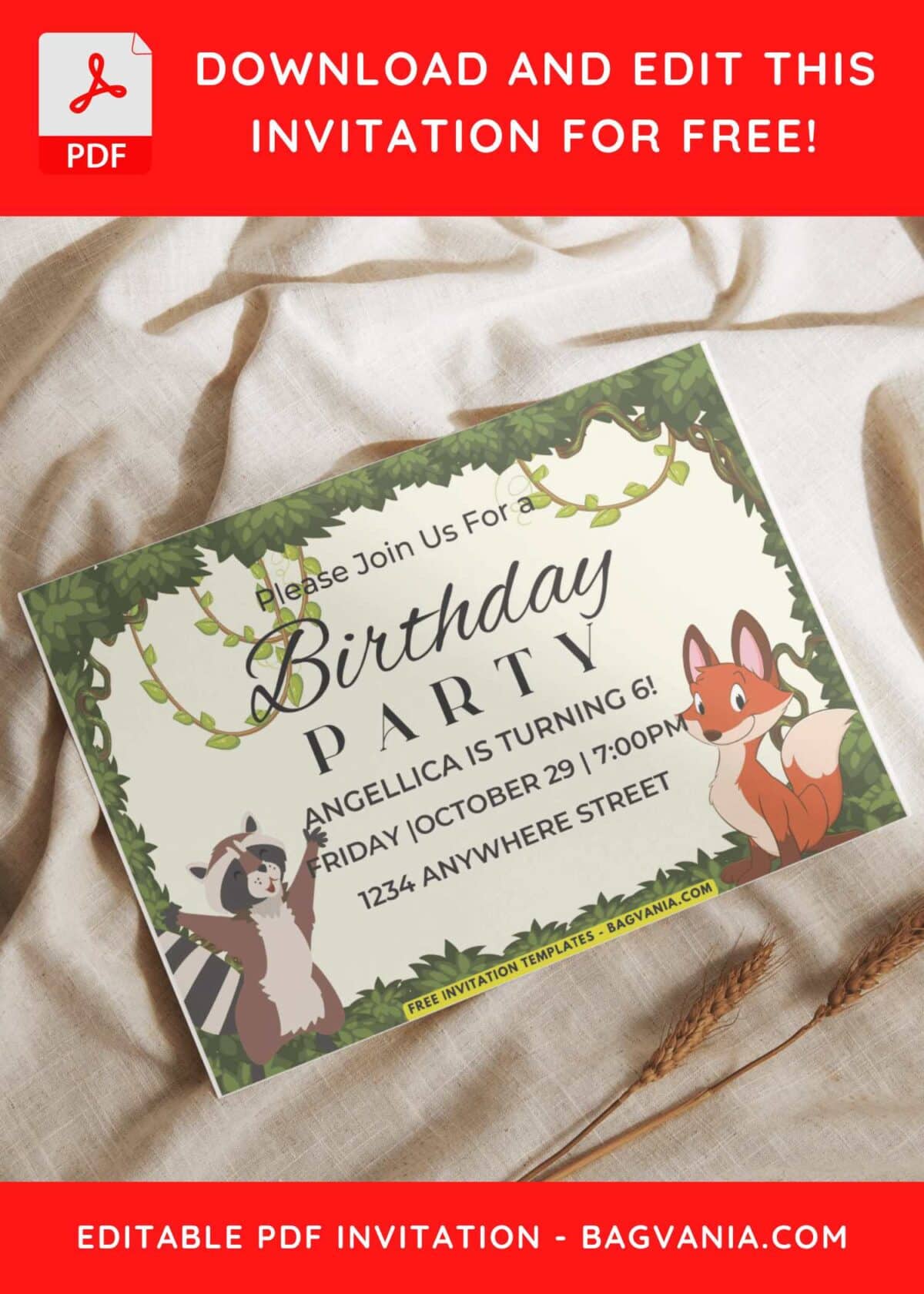 Baby Fox Birthday Invitation