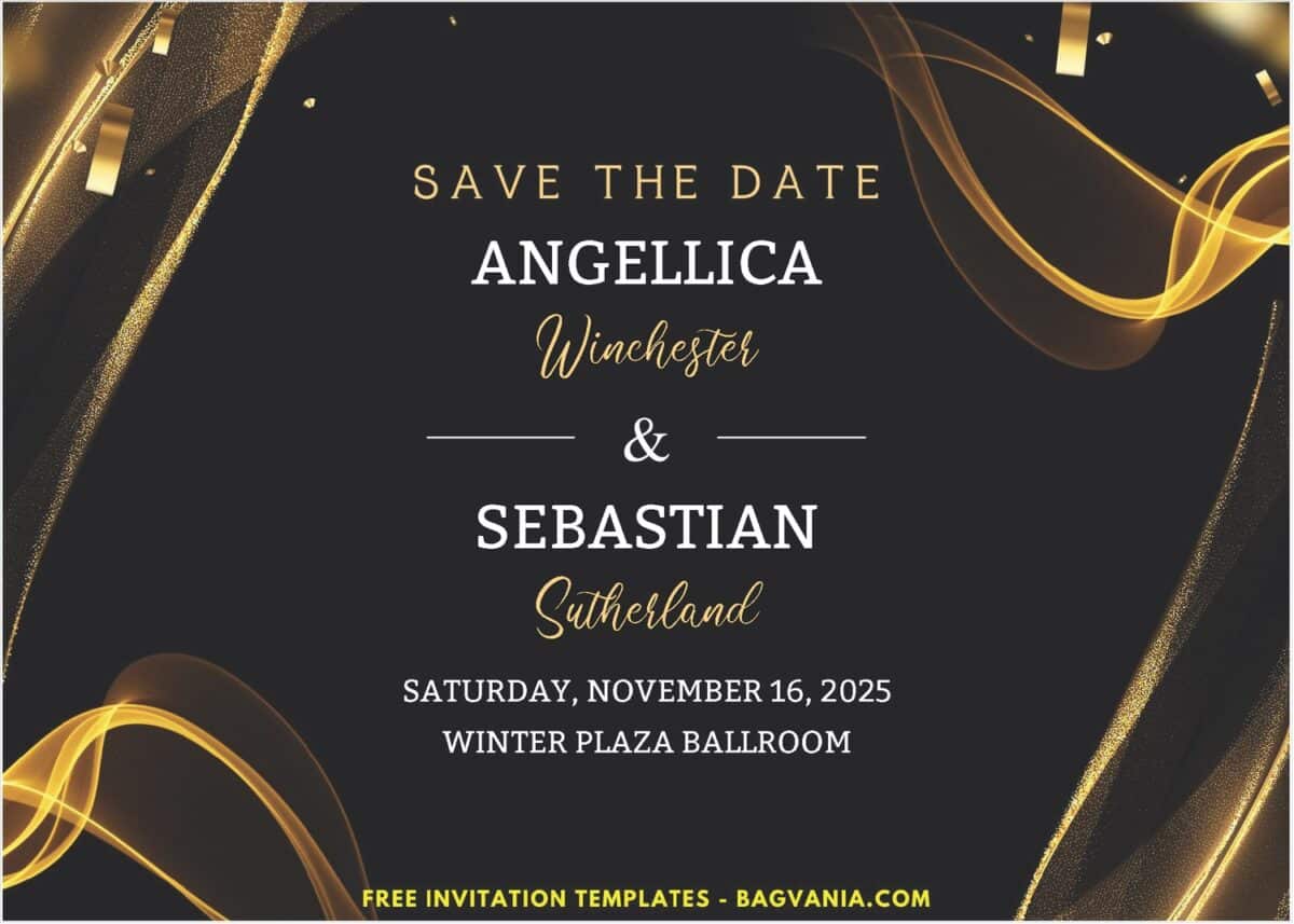 Gleaming Gold Swirl Wedding Invitation with 