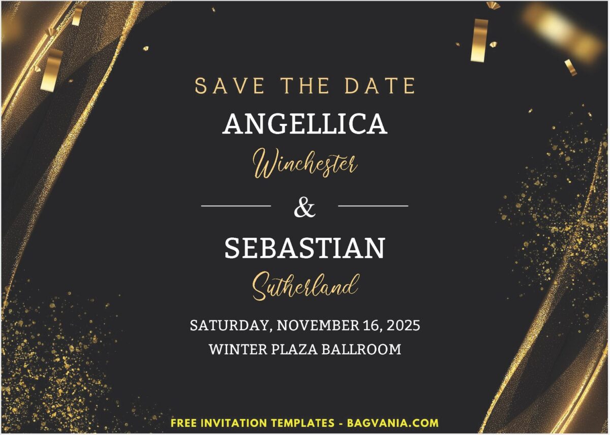 Fancy Gold Swirl Wedding Invitation with 