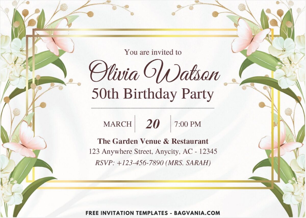 Butterfly Flower Birthday Invitation 