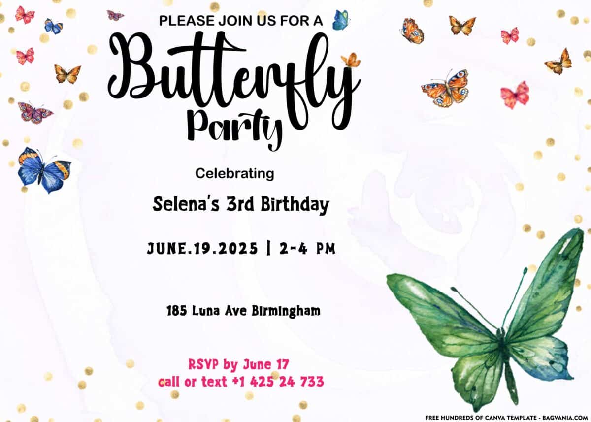 FREE Download Butterfly Party Invitation