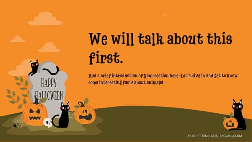 ( FREE Canva Templates ) Cute Halloween With Cat PPT Slides Templates