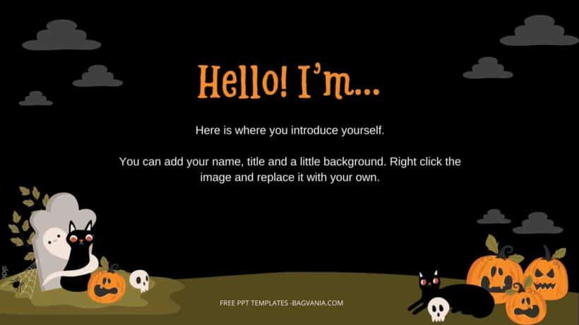 ( FREE Canva Templates ) Cute Halloween With Cat PPT Slides Templates