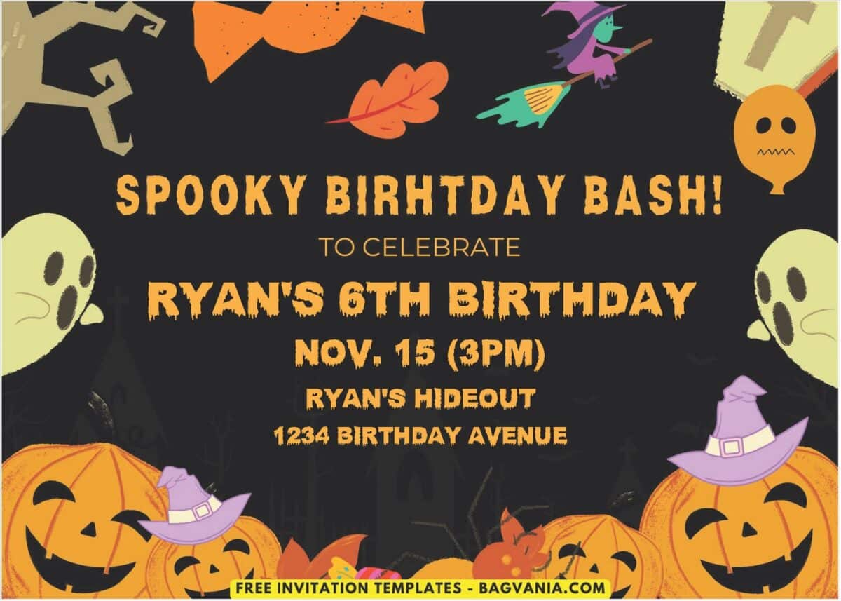 Halloween Kids Birthday Invitation 