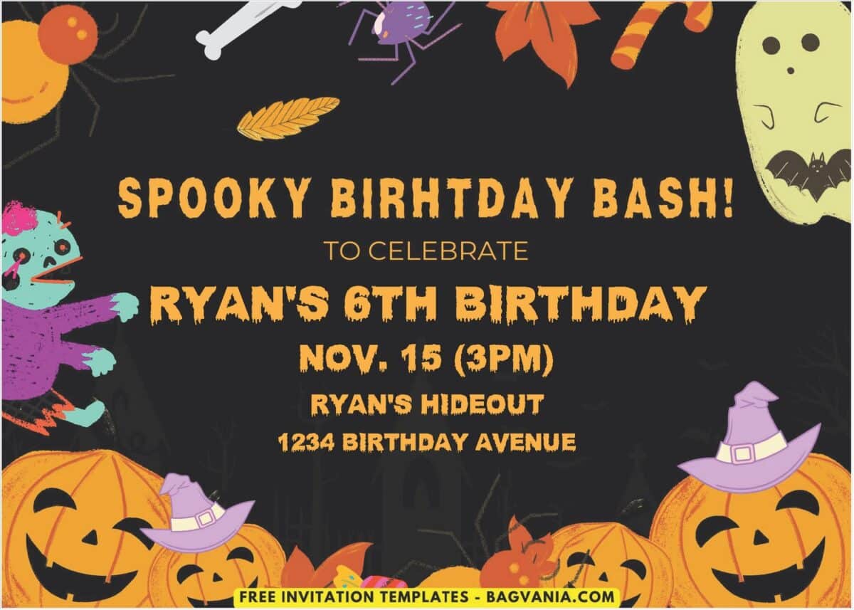 Spooky Halloween Kids Birthday Invitation 