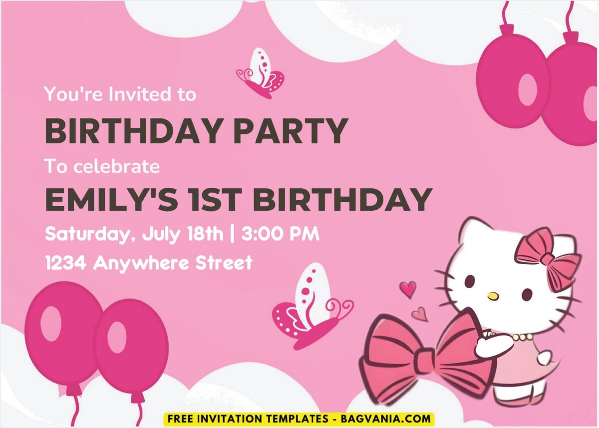 Hello Kitty Girl Birthday Invitation