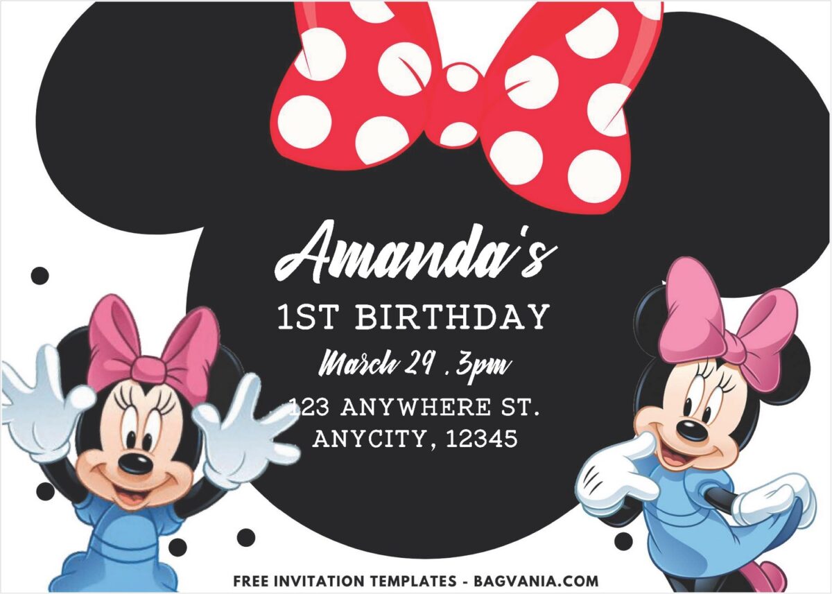 Cute Minnie Ears Birthday Invitation 