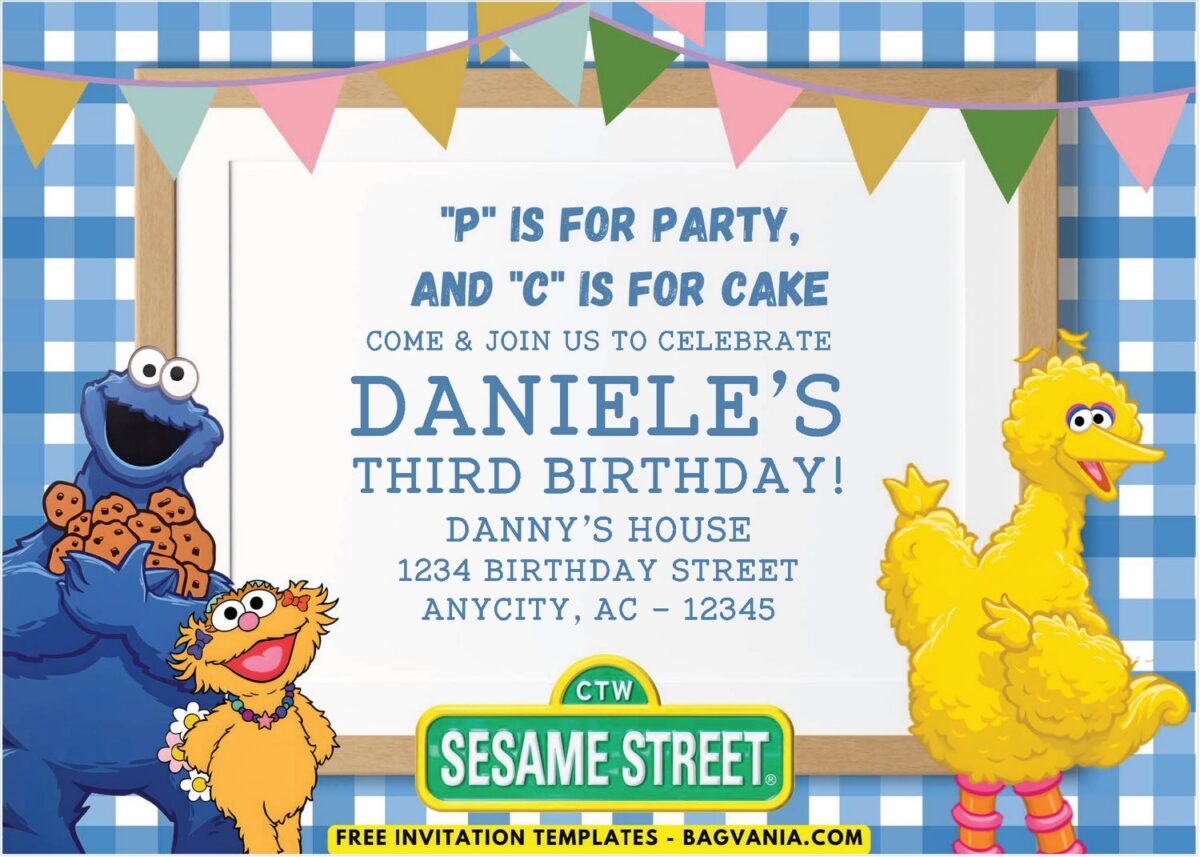 Sesame Street Birthday Invitation with cute wording