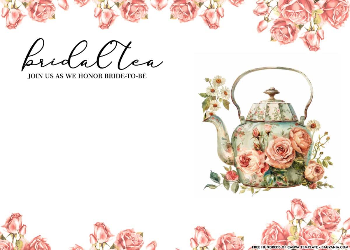 FREE Download Bridal Shower Tea Party Invitations